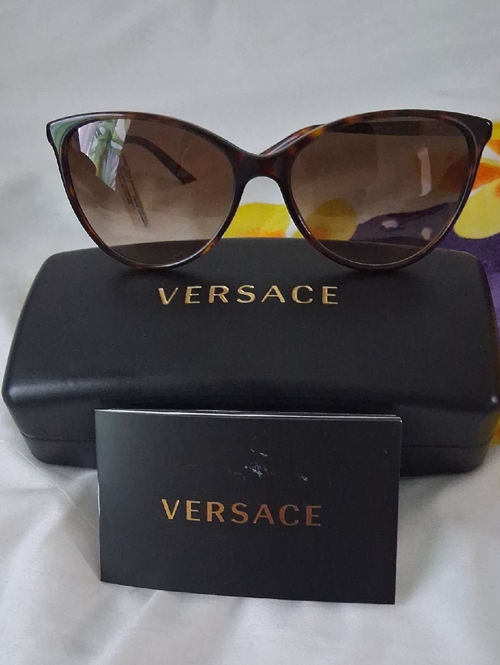 Versace Tortoiseshell Cat-Eye Sunglasses with Brown Gradient Lenses